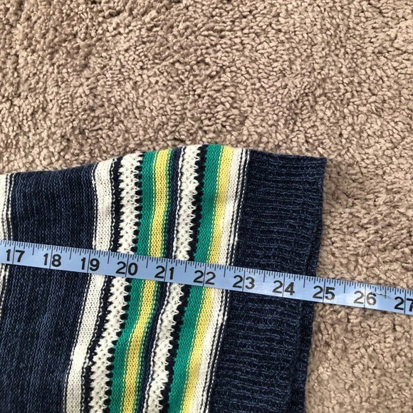 American Living blue linen blend striped sweater 3/4 length sleeves size s - Picture 7 of 7